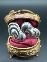 Large Puffy Heart Sterling Silver Clip-On Earrings Mexico Vintage - $40.00