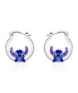 Girls Ladies Disney Parks Jewelry Stitch 925 Silver Plated Hoop Earrings... - £11.84 GBP