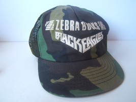 Zebra Book Black Eagles Hat Vintage Camo Snapback Trucker Cap Made USA - £12.33 GBP