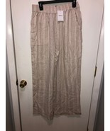 NWT Forever 21 Plus Linen Blend Woven Wide Leg Pants SZ 0X Khaki &amp; Ivory... - €12,92 EUR