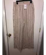 NWT Forever 21 Plus Linen Blend Woven Wide Leg Pants SZ 0X Khaki &amp; Ivory... - £11.67 GBP