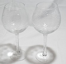 Tommy Bahama Etched Palm Tree Wine Glasses LARGE 10&quot; Tall 4.5&quot; Diameter PAIR (2) - £109.99 GBP