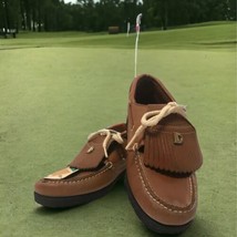 Moccasin Moc Golf Shoes Vintage Dexter Kiltie D25181 Metal Spikes Women&#39;s 7 M - £32.03 GBP