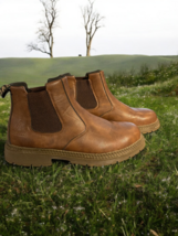 Men&#39;s Work Boots Steel Toe Leather Waterproof Pull On Non-slip Safety Sz 13 - $52.00