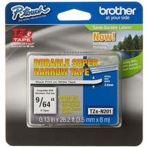 Brother Genuine P-Touch TZE-N201 Tape, 9/64&quot; (0.13&quot;) Wide Super-Narrow Non-Lamin - £20.17 GBP