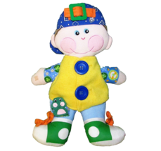 Playskool Dapper Dan 2001 Learn To Dress Boy Plush Doll 15" Blue Buttons Frog - $7.88
