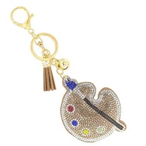 Bling Crystal Artist Paint Palette Tassel Keychain - $13.86