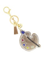 Bling Crystal Artist Paint Palette Tassel Keychain - $18.82 CAD