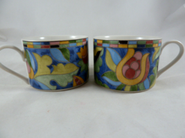 PTS international Interiors Stoneware FANTASIA coffee mug cup Set of 2 - $11.87