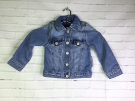Gap Kids Snap Button Front Distressed Blue Denim Jean Jacket Girls Size 4 - £19.50 GBP