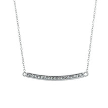 Sterling Silver CZ Bar Necklace Chain Cubic Zirconia w/ 16 - 18 Chain Ex... - £14.95 GBP