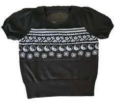 Treasure &amp; Bond ~ Black Raven Peace ~ Large (10/12) ~ Short Sleeve Sweater Top - £17.47 GBP