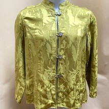 Chicos 2 M/L Jacket Chartreuse Green Jacquard Floral Iridescent Shimmer - $23.51