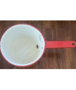 Vintage ~ Enamelware ~ Red &amp; White ~ Handled Pot ~ Pan ~ Farmhouse Cookw... - $651.12 MXN