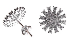 Ice by Jardin Sterling Silver 925 2Cttw CZ Crystal Pave Starburst Stud Earrings - £20.91 GBP