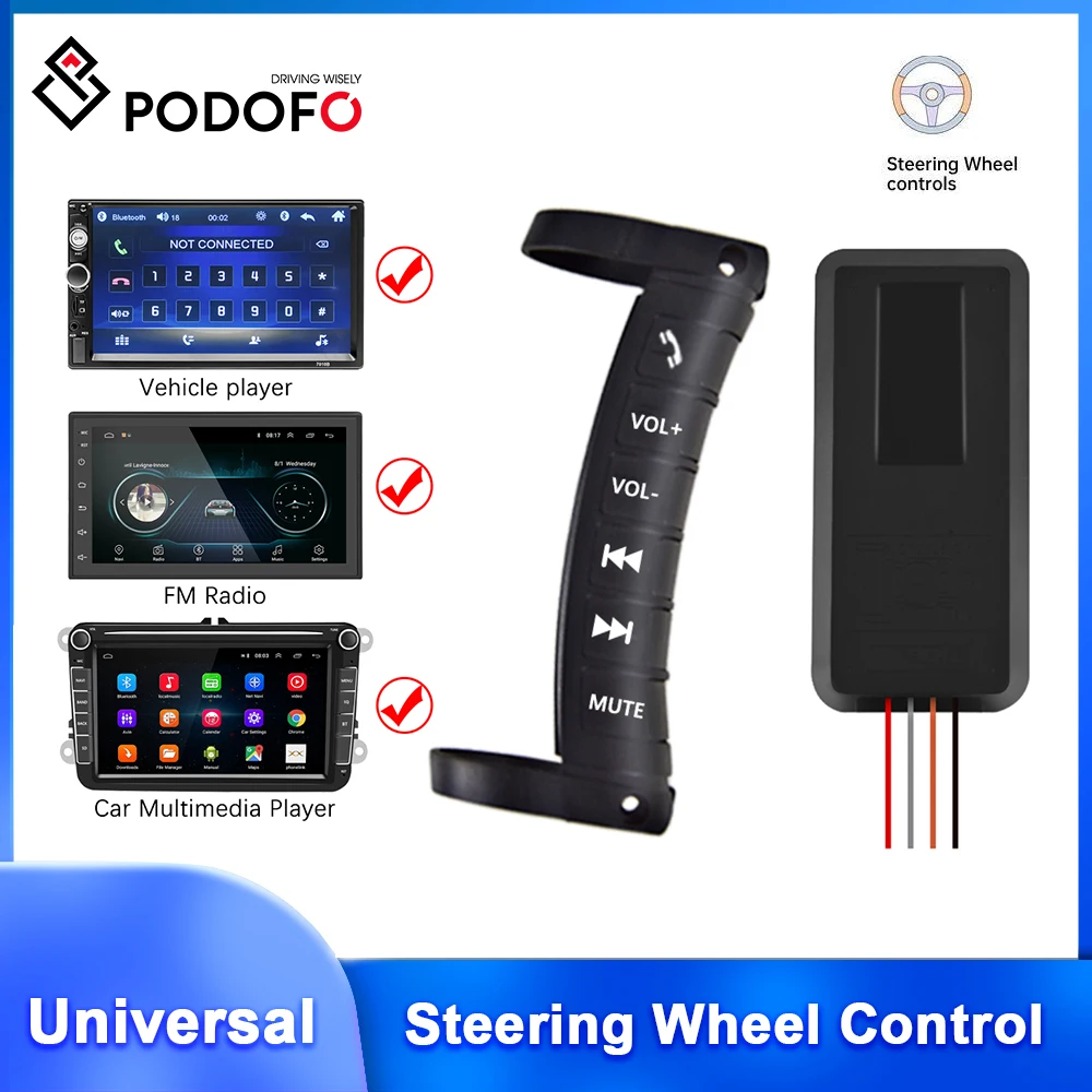 Podofo Universal Multi-function Steering Wheel Remote Controls For 2DIN Android - £15.10 GBP