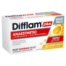 Difflam PLUS Anaesthetic Sore Throat 32 Lozenges – Honey &amp; Lemon Flavour - $84.25