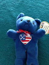 patriotic red white &amp; blue teddy bear 8&quot; proud american blood donor bean... - $19.99