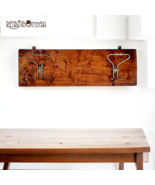 Rustic Solid Wood Hanger Brass Hooks Furniture Hanger - $57.09