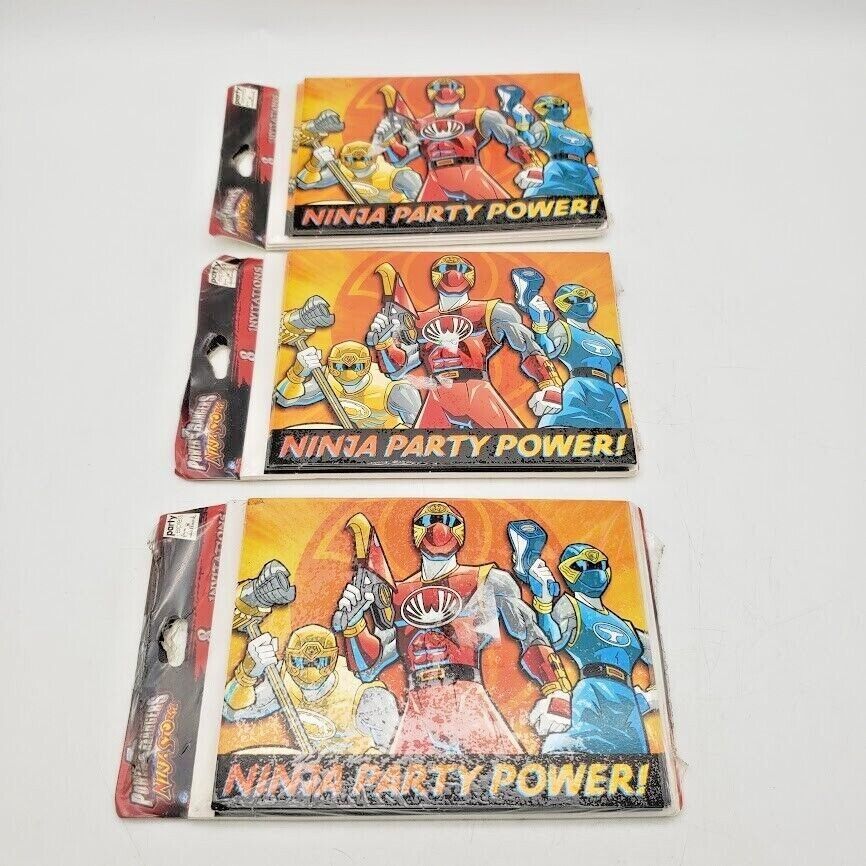 Vintage POWER RANGERS Ninja Storm Birthday Invitations Cards (3 Packs of 8) NEW - $12.82
