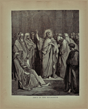 1890 Gustave Dore Victorian Woodcut Print The Synagogue Story Of Jesus DWC4 - $64.62