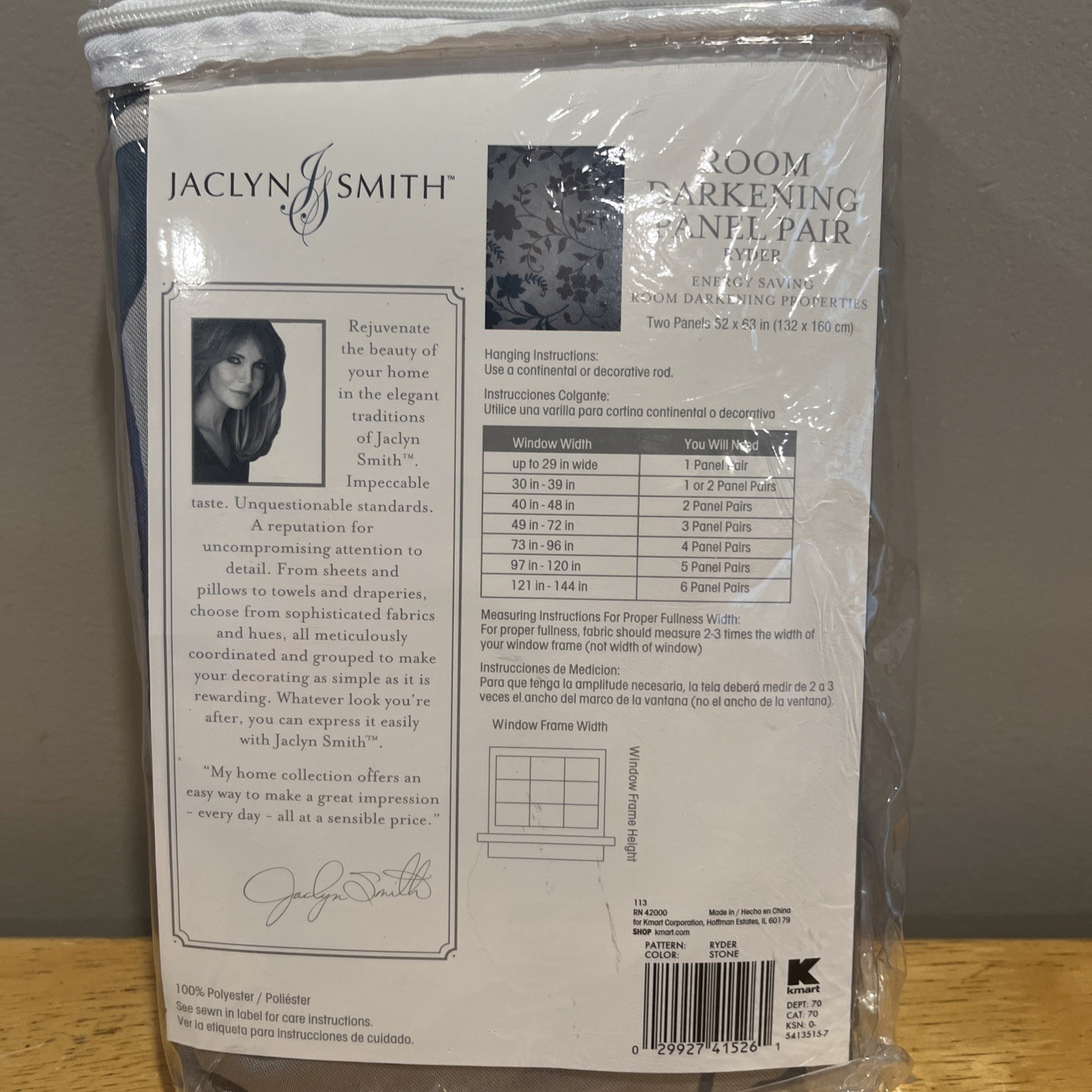 Vtg Jaclyn Smith Room Darkening Gray Floral Panel Pair Ryder 52"x63" Curtains Item image 5