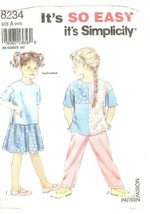 Simplicity 8234 Child&#39;s Shirt, Pants &amp; Skirt Size 2,3,4,5,6,6X UNCUT FF - £6.75 GBP
