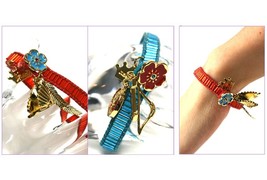 Disney Couture Pocahontas Red Bead Head DRESS/FEATHER Charms Bracelet**Rare!!! - £31.87 GBP