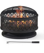 30 in. Outdoor Fire Pit, Patio Black Round Wood-Burning Steel Firepit  - $270.00