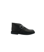 [10527] Clarks Desert Boot Boys Junior Kids Black Buckle Leather Wide - $102.79 CAD