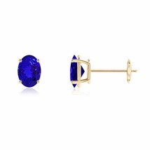 Authenticity Guarantee 
Natural Tanzanite Oval Solitaire Stud Earrings in 14K... - £952.87 GBP