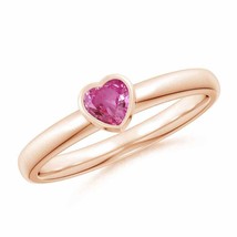 ANGARA Solitaire Heart Pink Sapphire Promise Ring for Women in 14K Gold - £451.47 GBP