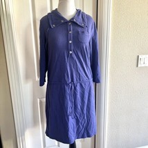 Chico&#39;s Zenergy Knit Dress sz 2 Large Drawstring Waist Snap Collar purple - £15.95 GBP