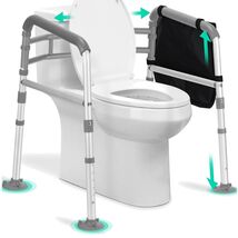 Adjustable Toilet Safety Rails for Seniors - Foldable &amp; Suction Cup Support - $96.97
