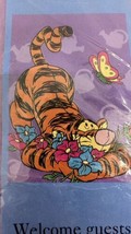 Vintage 1997 Disney Pooh "Big Flowey Hug" TIgger Screen Print Flag 28 X 40 NEW - $19.75