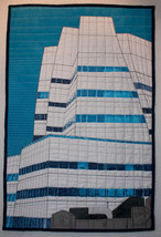 The Blue and White Building (IAC Building NYC) ~ Art Quilt - £482.23 GBP