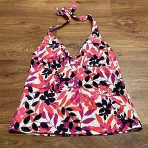 Lands End Womens Floral Tankini Halter Swim Top Pink White Purple Size 12 - £22.15 GBP