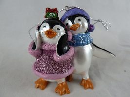 Danbury Mint Playful Penguins Collection Ornament Boy and Girl with Red Star - £11.82 GBP
