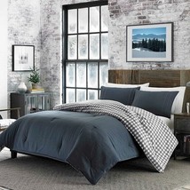 King size 100% Cotton Reverse Plaid Gray/White Comforter Set - $319.71 CAD