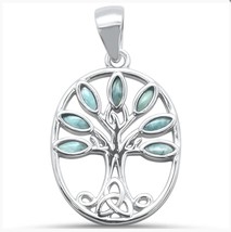 Sterling Silver Larimar Tree of Life Pendant - $986.11 MXN