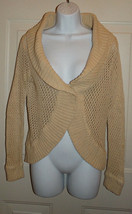 Style &amp; Co Beige Cotton Open Weave Cardigan Button Center Petite Size Small - $3.99