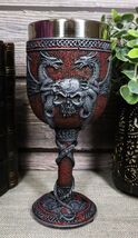 Medieval Dual Dragon With Skull Crest Ossuary Goblet Wine Chalice 7oz Ca... - $22.99