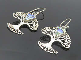 925 Sterling Silver - Inlaid Abalone Shell Tree Of Life Dangle Earrings - EG3499 - £20.56 GBP