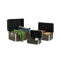 Vintiquewise 13 x 23.25 x 14 in. Faux Leather Storage Trunk Black - Set ... - $172.46