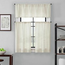 Brookstone® Saville Kitchen Window Curtain Tier Pair &amp; Valance Ivory/White/Sand - $17.81+