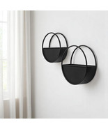 Set of Two Black Metal Round Hanging Planters - $4,154.42 MXN