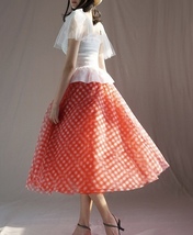 Red Plaid Tulle Skirt Women Custom Plus Size Plaid Midi Skirt Holiday Outfit image 8