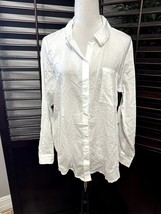 Treasure &amp; Bond Women&#39;s Classic White Long Sleeve Button Up Shirt L NWT - £21.34 GBP
