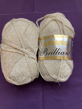 2 skeins Patons Brilliant DK Weight Acrylic blend yarn clr 3008 Crystal Cream - £3.75 GBP
