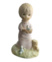 Lefton The Christopher Collection Girl w/ Bird in Hands Figurine 1982 TWL 03842 - £2.31 GBP